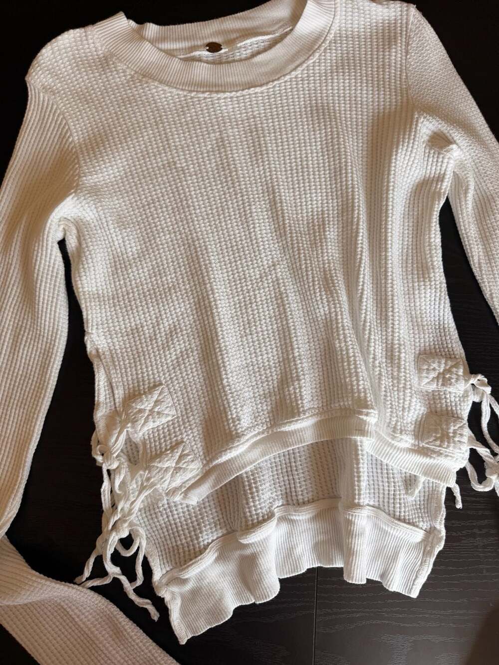 Free People FP ONE Interlaken Waffle Knit Side Tie Top